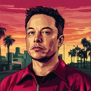 Elon Musk in GTA art style, , in the style of a Grand Theft Aut...