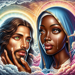 Ensure that the image distinctly represents both Jesus Christ an...