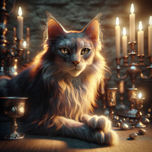 A medieval  painting of a cat
