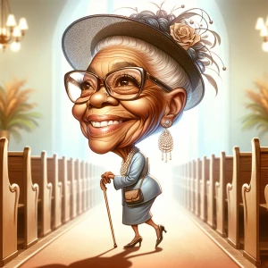 To create a caricature of an older African American lady strutti...