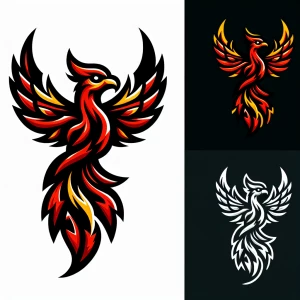 Design a tattoo featuring a phoenix with a bold red outline, inc...