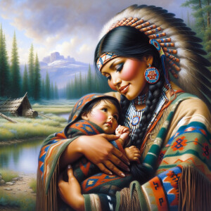 American Indian Mother and child