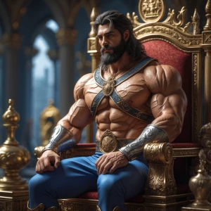 The muscular hairy prince  fullyneikein front of the king was sh...