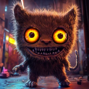 Stylized character  portrait of a mischievous designer toy creat...