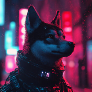 Dog, cyberpunk style