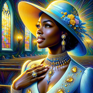 A spiritually enriching illustration portrays an African America...