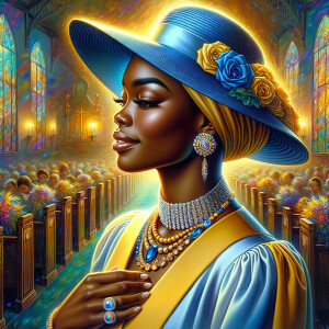 A spiritually enriching illustration portrays an African America...