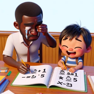 When you do homework with your dad and you he don’t know and he...