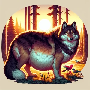 A very furry wolf and make it  pregnant