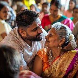 A criminal beefy indian man  with his 50 year old poor indian ho...