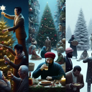 Man at Christmas time. An image depicting multicultural Christma...