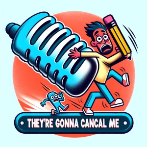 Comedic logo for podcast called They’re Gonna Cancel Me