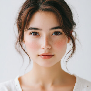 Portrait of a 19-year-old Californian woman with Japanese featur...
