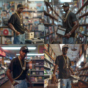 3D image of a Handsome African American DJ from the 90’s. He we...