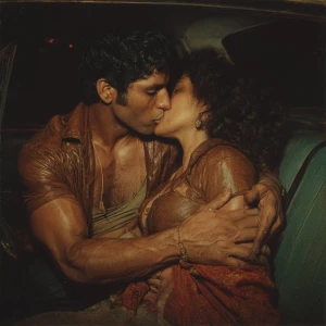 Hyperrealism, painting .a indian criminal sweaty muscular beefy...