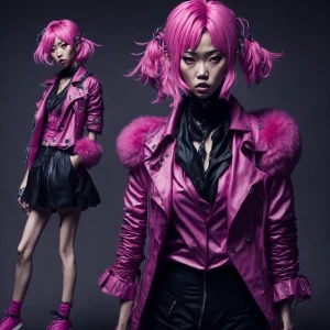 Hit, young, japanese singer with harajuku pink cute style clothe...