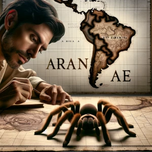 Create an image featuring a male archaeologist examining an intr...