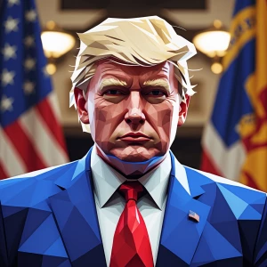 low poly trump in sacirical style