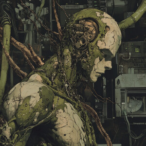 In a biopunk style, this image is rich in detailed textures and...