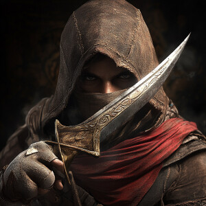 prince of persia character with sharp sword, in egypt, assasins...