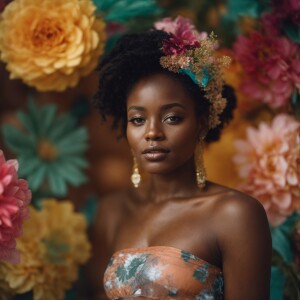 Closeup of pretty African girl, 25 years old, wearing a tiny bik...