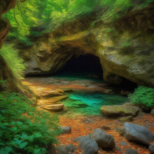 A beautiful lush cave