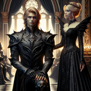 Caranthir-Ar-Fieniel from the Witcher kneels down before Queen T...