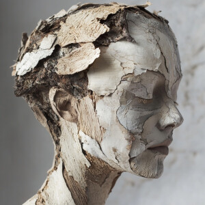 Imagine a woman whose skin is made up of thin, paper-like layers...