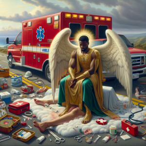 Create a realistic 3D oil painting depicting a scene of emergenc...
