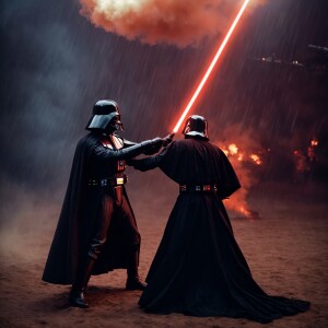 Darth Vader fighting luke skywalker