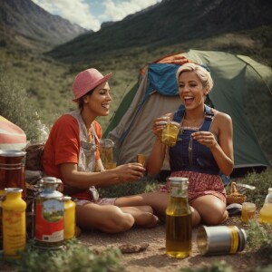 Popeye Olive Oil and Sweet pea having Fun camping in the mountai...