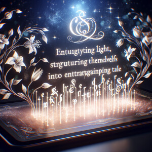 Words magically appear on the screen, forming a story.