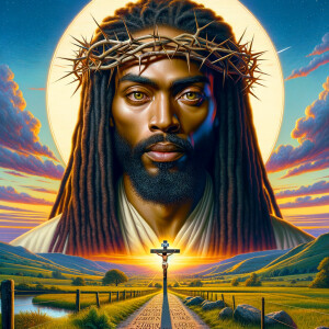 Create a hyper-realistic portrait of an African-American Jesus w...