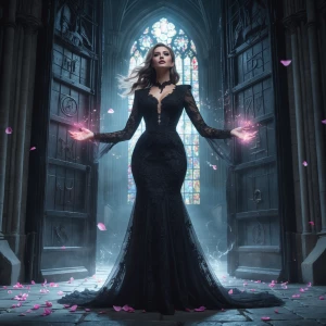 Scenes:
A mystical, awe-inspiring moment of Dahlia standing befo...