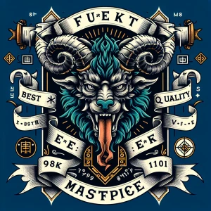 A complicated banner logo for the t shirt brand [' M u e r t e '...