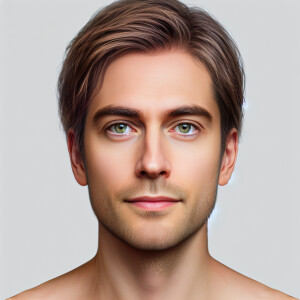 Photorealistic Self portrait of average guy. Brown medium hair a...