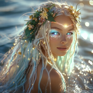 adorable happy female elf fairy water trolls with sparkling univ...