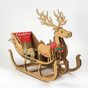 Santa's Sleigh and Reindeer in carton style.