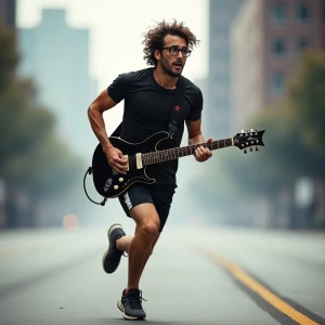 Create an image of a rock star, dynamic and full of energy, spri...
