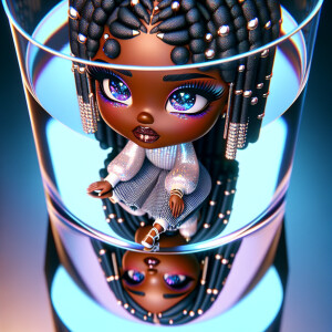 Create a realistic digital art piece featuring a glamorous, chib...