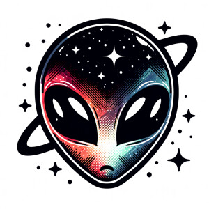 Colored alien transparent graphic, no background, cosmic alien g...