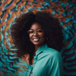 Capture the essence of a beautiful, confident Black woman creati...