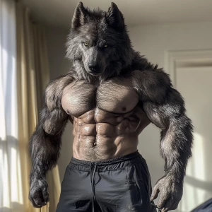 Lycan hairymuscles showing off full body view