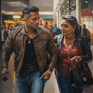 Photorealism,hyperrealism,a bodybuilder man ,walking with his 50...
