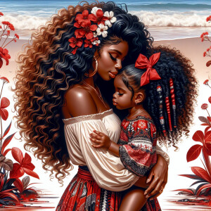 A tender depiction of a Bohemian mother with her child, both sty...