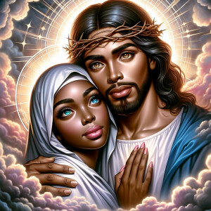 Ensure that the image distinctly represents both Jesus Christ an...