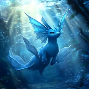 Create a realistic image of Vaporeon, a water-type Pokémon chara...
