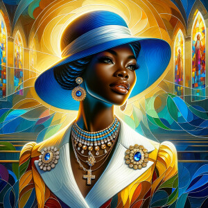 A spiritually enriching illustration portrays an African America...