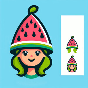 a girl with watermelon hat