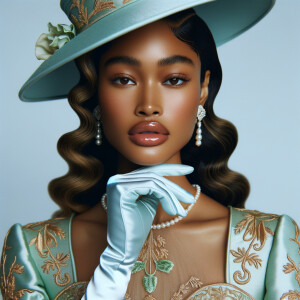 Imagine a portrait of a light-skinned African-American woman wit...